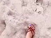 Sand & Blue Toenails a The Beach