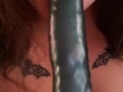 BBW Goth Girl Deepthroating Dildo - No Gag Reflex