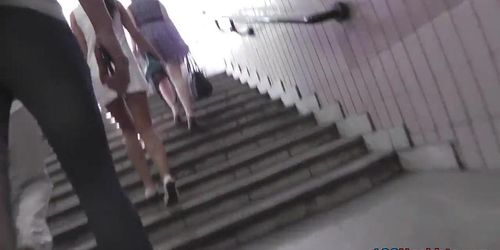 Small, perfectly shaped ass in the real upskirt video