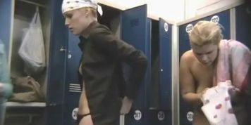 Chubby busty babes oiling up in a voyeur video