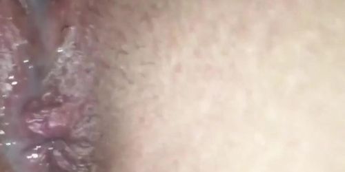 Extreme Close up Creampie and clit rub -Flowing juice
