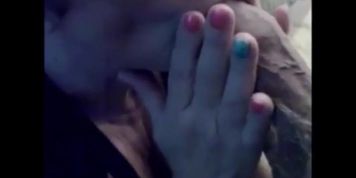 Grandma with glasses giving a blowjob to drink cum