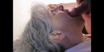 White hair grandma sucking dick and drink cum