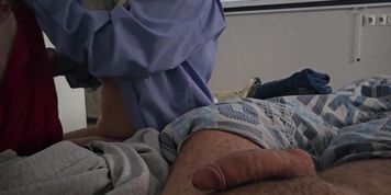 She cleans my room and I see her big beautiful tits, I show her a dick and she spies on me as I masturbate, and then she touches