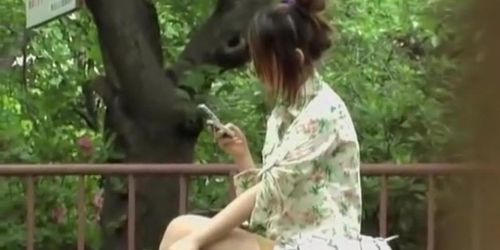 Exciting Japanese chick loses her skirt when some fellow steals it