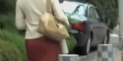 Hot Asian milf unexpectedly skirt sharked in public