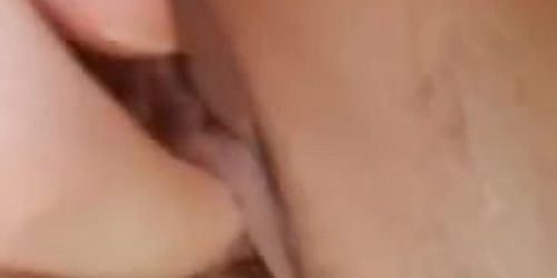 Horney girl stimulate her pink pussy and get orgasm