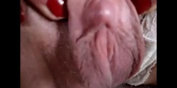 Grandma showing her big clit