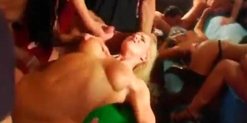 Sexual club slags eat dicks in public