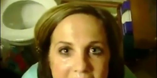Hot slut drinking cum