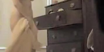 Spy cam solo woman has covered very hairy cunt under panty