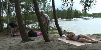GRANDMA FRIENDS - Hot esome with old blonde bitch outdoors