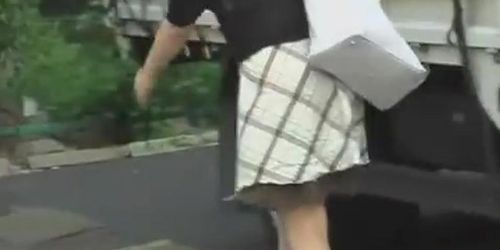 Fancy gorgeous Asian doll flashes her booty during instant sharking attack (Little butt)