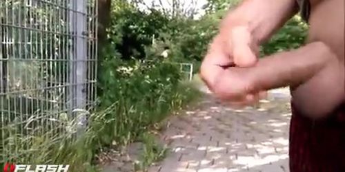 A man wanks his dick in public - woman and Men ...