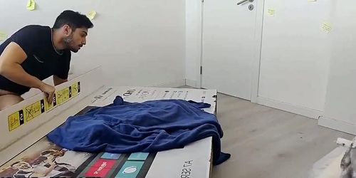 Fucking my friend's mom through a hole in a box, she thought I was her husbandi