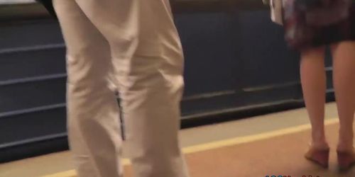 Hot upskirt porn with amateur hottie in a public place