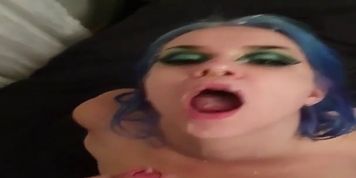 Swedish alt girl takes a massive facial