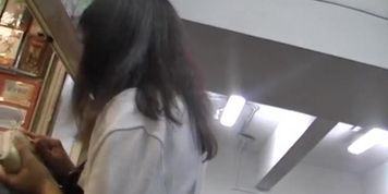 Beauty in white upskirt