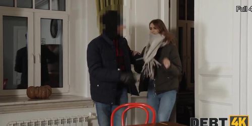 DEBT4k. Impudent debt collector drags naive chick into quick affair
