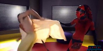 Star Wars parody with red monster freak girl getting fucked