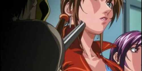 Roped hentai girls with muzzle group fucking in the office