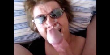 Granny with glasses handjob and facial