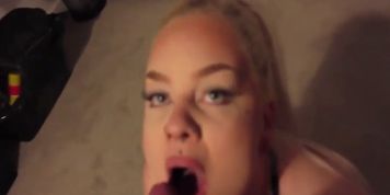 POV SMOKEY BLOWJOB - AMATEUR BLONDE GOTH GAGGING WHILE SHE SMOKES