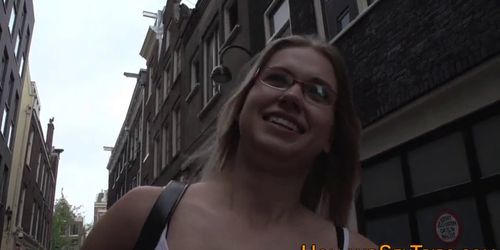 Dutch whore in stockings rides tourist
