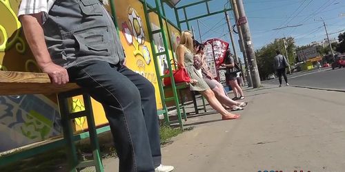 Petite Blonde Chick Got In A Public Upskirt Oops