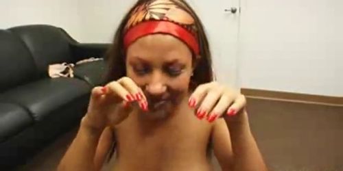 cute european girl takes a massive facial ang giggles
