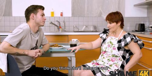 SHAME4K. Kitchen is a good place for woman to have sex