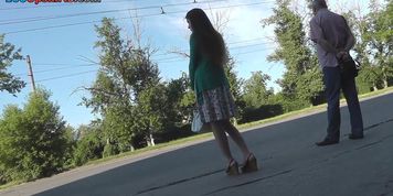 Lovely ass in cute panties in the real upskirt video