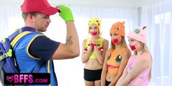 Bffs - Beautiful Pokehoes Caught And Stretched By Thick Cock