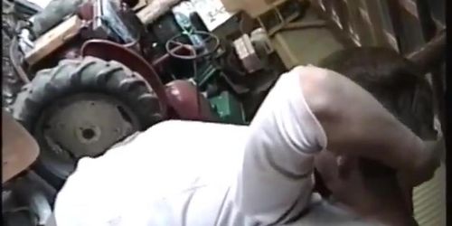 Wife fucking in the shed and her husband films