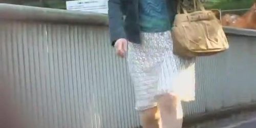 Public sharking of a sweet Japanese gal without any panties