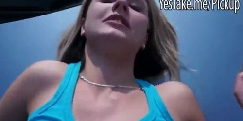 Beautiful blonde flashing and public fucking for cash