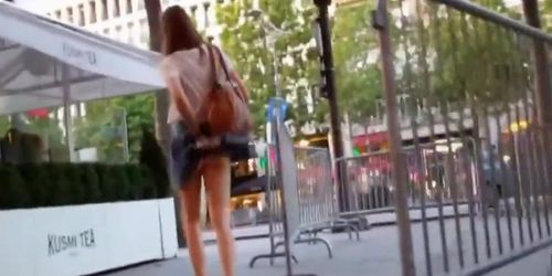 Wind Exposes Shoppers Perfect Ass