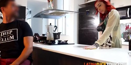 Hot Latina Maid Gargles On Huge Dick And Gets Pounded Into Submission