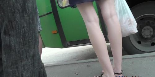Slender hot girl upskirt video in the public transport