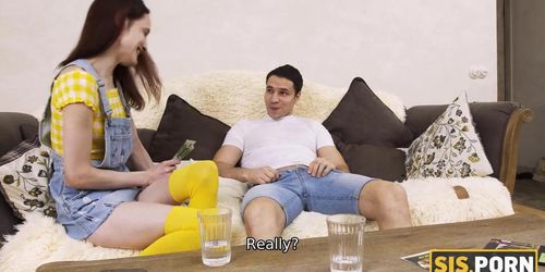 SISPORN. Devious guy manages to lure adorable stepsis into affair