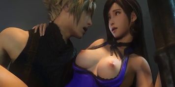 Cloud fucking Tifa in public (no top)