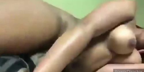Horny Ebony Pant aside and masturbate