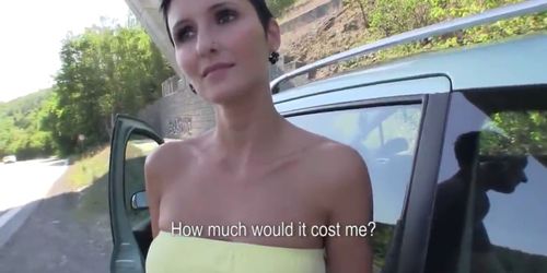 Sexy Czech girl with a perfect body is paid for sex in public