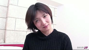 Slim old Mature Japanese GILF seduce to First MMF eSome Sex by husband and Boy with Toy in Ass