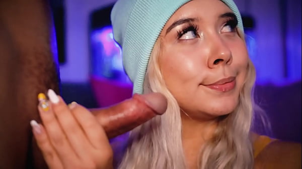Beautiful Colombian blonde with a naughty mouth can't go long without a cock between her lips