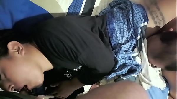 Mexican slut in a threesome with her husband and his friend gets her to suck