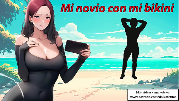 Mi pareja se vistio con mi bikini en la playa. Relato erotico voz española.