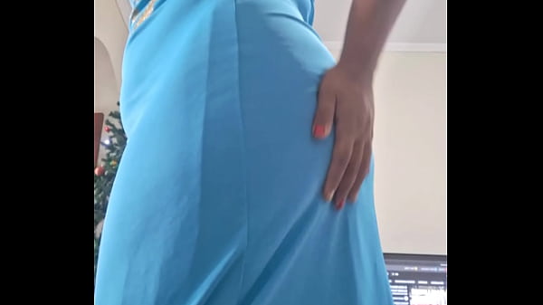 Slutty wife in a dress without panties