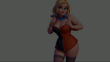 AI animation of mature Harley Quinn sucking cock, fucking a dildo, and getting drilled missionary