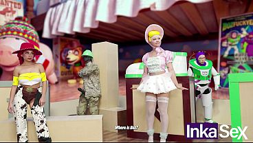 TOY STORY XXX PARODY - Horny toys Woodick and Bos FuckYear end up fucking Yesie while Andy is not home.